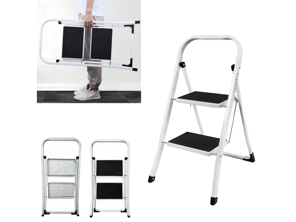 Escalera de acero de 2 peldaños, ligera y portátil, con escalones antideslizantes OEM