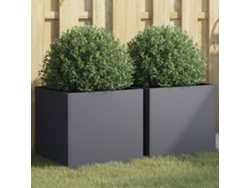 Jarrones/jardineras 2 uds 42x40x39 cm acero antracita Dkd Home Decor