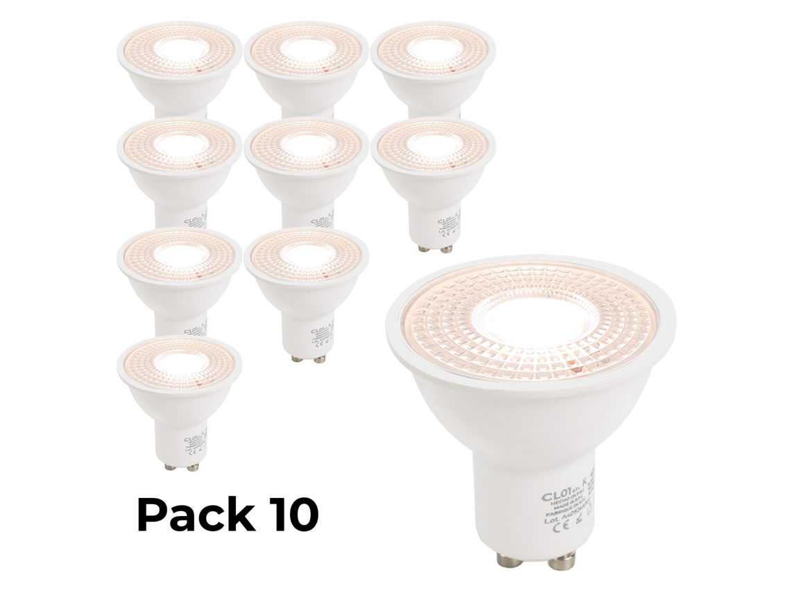 Pack de 10 bombillas LED GU10 7W 45º SMD2835 665LM 220V 4000K Blanco Neutro No Intermitente Alpinaluz