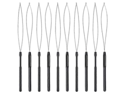 10 Mangos Para Extensiones De Cabello Con Gancho Y Perla En Color Negro.