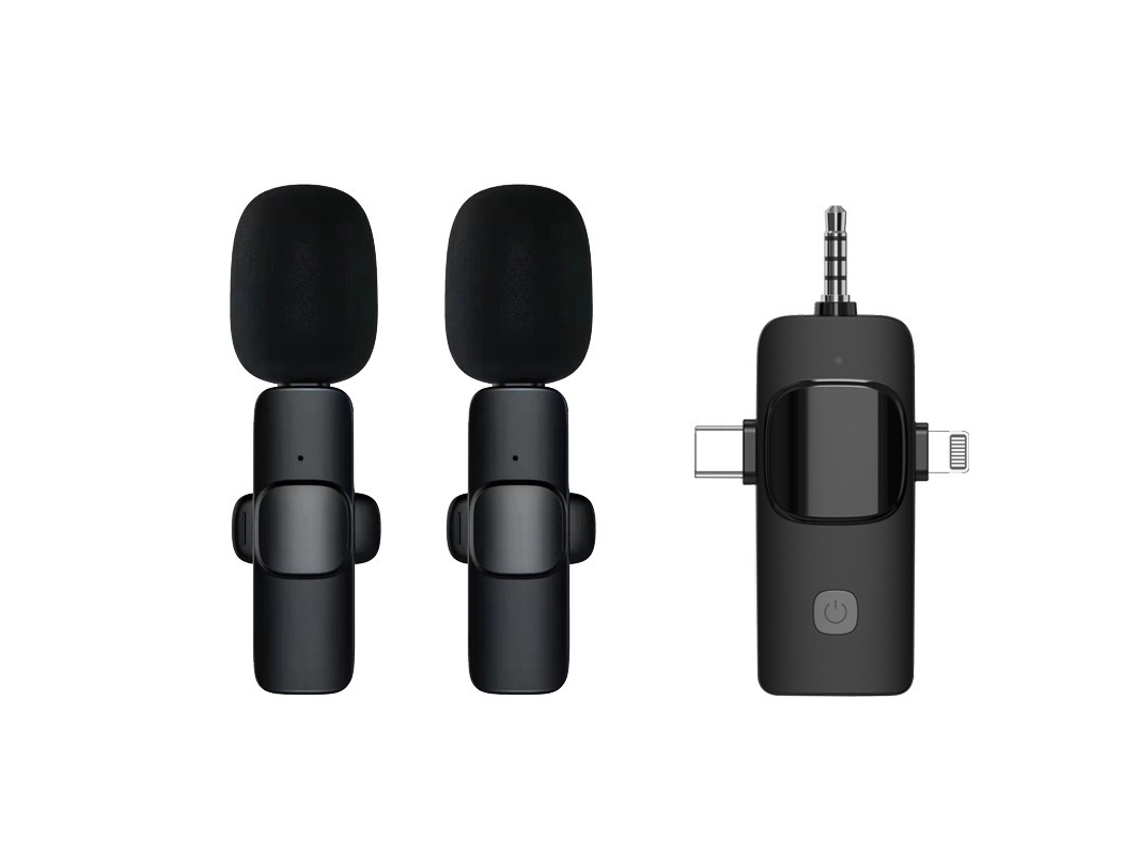 Micrófonos De Solapa Inalámbricos Chrui Micrófono Dual K15 (3 En 1)