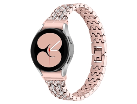 Correa de metal 5 cuentas decoración de pedrería de 3 filas para Samsung Galaxy Watch4 Active 40mm/44mm/Watch4 Classic 42mm/46mm - Rosa Rosa/transp...