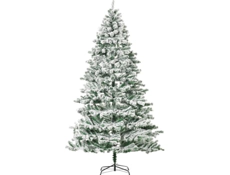 Homcom 225 Cm nevado artificial con 1083 puntas pvc base plegable y soporte metal decoración navideño para interiores ø140x225 830321 140x225