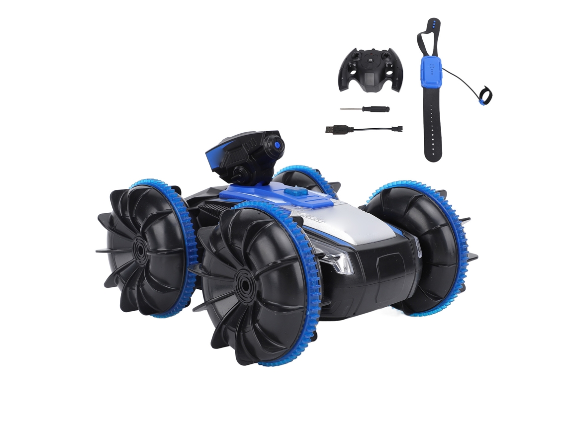 Coche Acrobático Con Control Por Gestos, Giro De 360°, Luces Duales, Control Remoto Para Niños, Azul, Sensor Remoto.