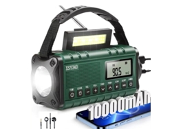 Radio de emergencia Hentenhome XSY340 de 10000 mAh con manivela, color verde