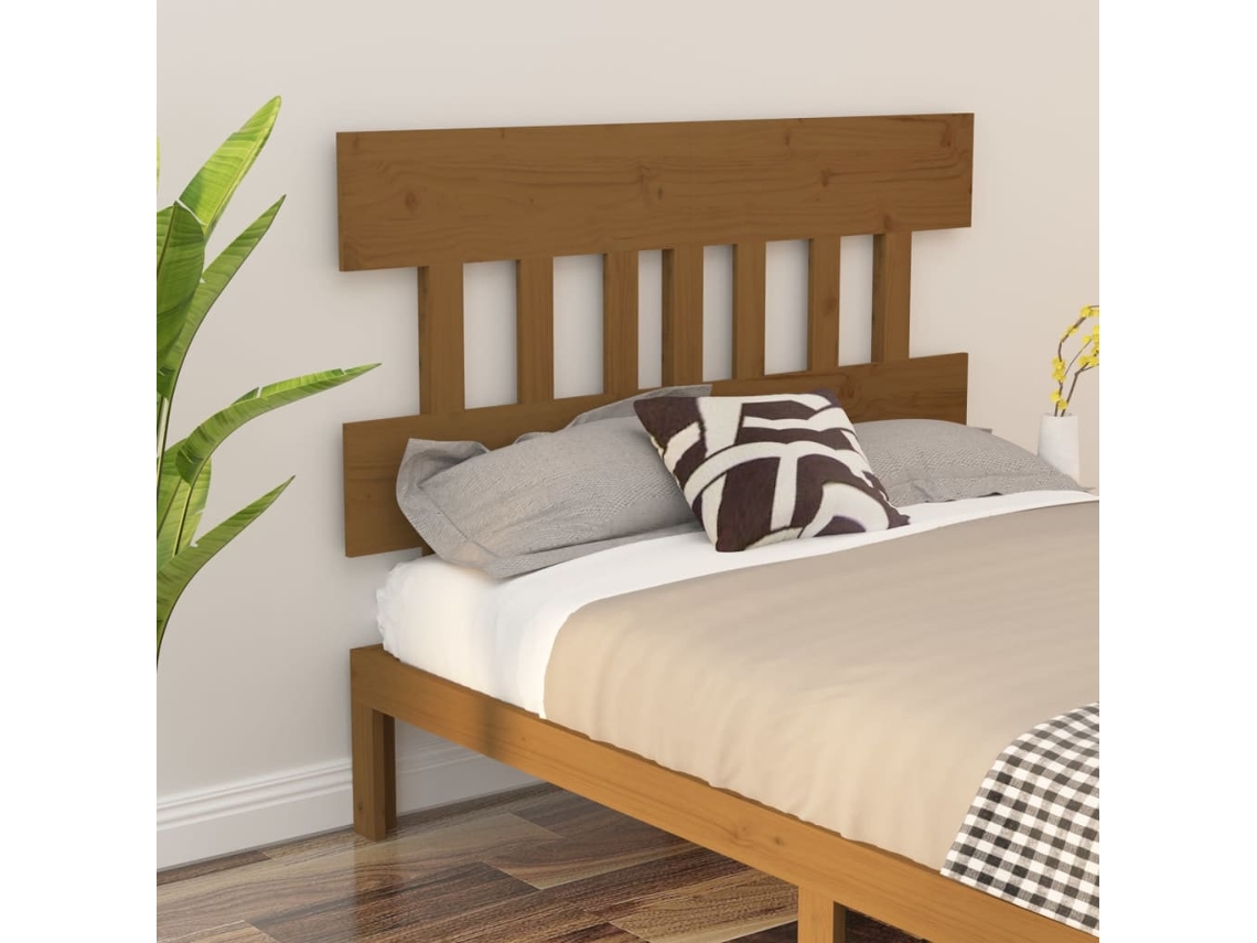Cabecero De Cama Madera Maciza De Pino Marrón Miel 143,5x3x81cm