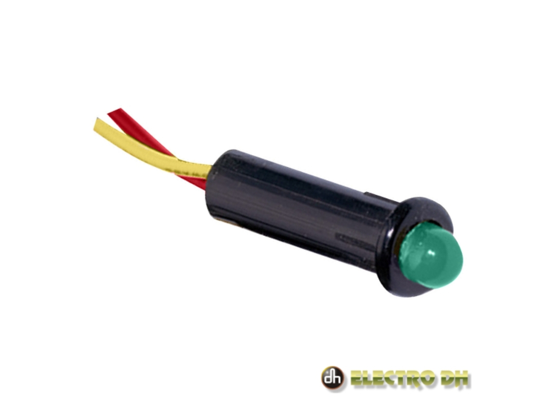 Luz Piloto Led Verde De Alto Brillo De 5 Mm Y 12 V Edh