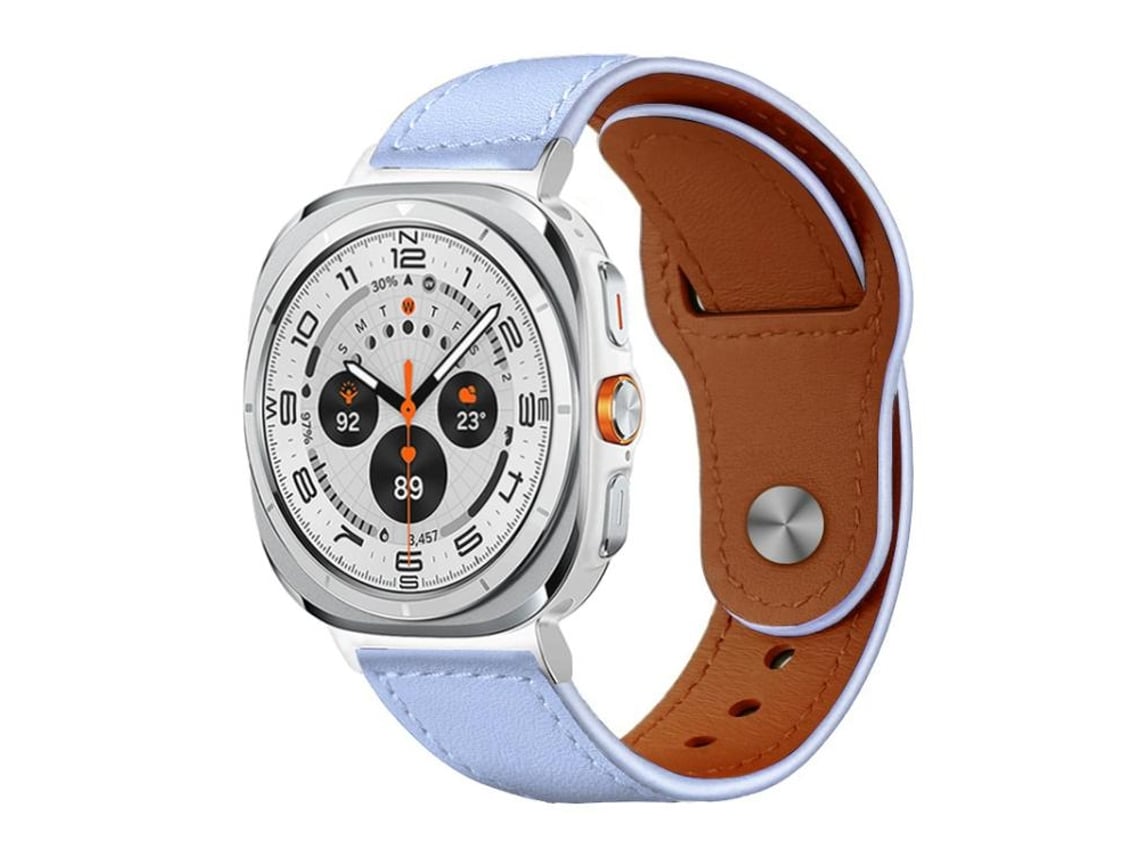 Bracelete Para Samsung Galaxy Watch Ultra - Couro Genuíno Com Fivela Rebitada (47mm) - Lavanda