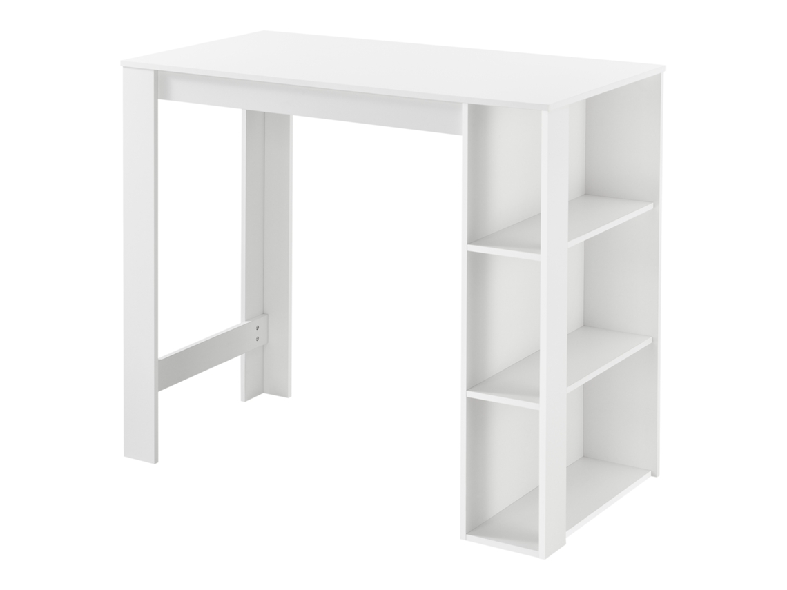 Mesa de Bar Danderyd con 3 estantes aglomerado 120x60x106 cm Blanco [[EN.CASA]]