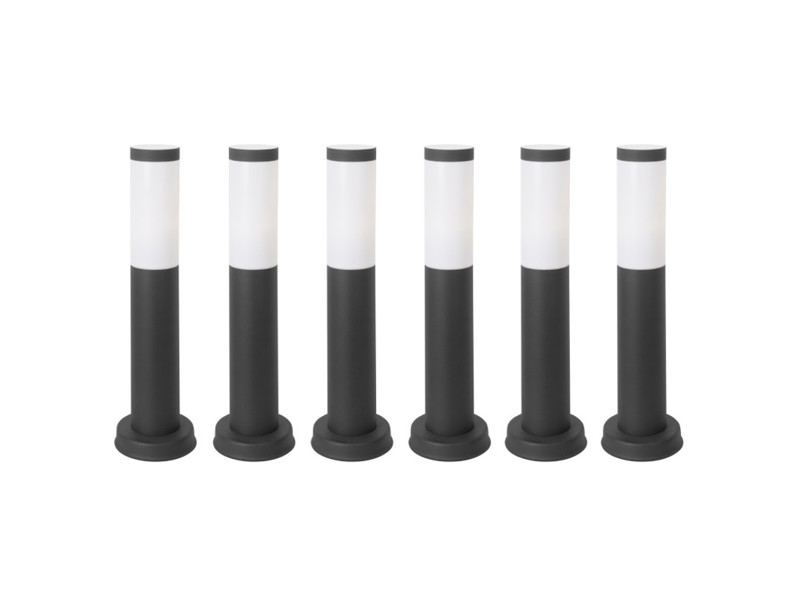 Baliza Exterior para Jardín Resistente Al Agua Ip55. Bolardo de Acero Inoxidable Gris Urbano 23W FORLIGHT Koral 6Uds