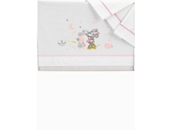Sábanas de 3 Piezas DISNEY Minnie en Blanco y Rosa (120 x 60 cm)