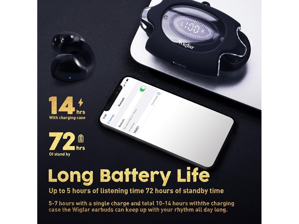 Auriculares YEMAESRE inalámbricos verdaderos con Bluetooth y oreja abierta, con clip para la oreja, carga rápida resistente al sudor