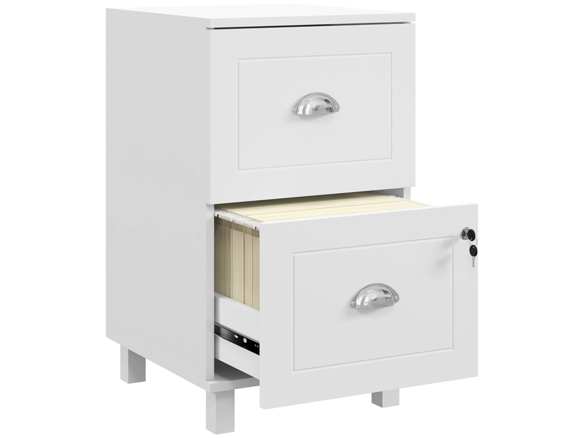 Archivador Blanco Ajustable De 2 Cajones Con Cerradura.
