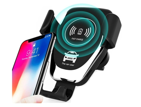 Cargador Inalámbrico Coche Teléfono Montaje Qi CHRONUS Negro