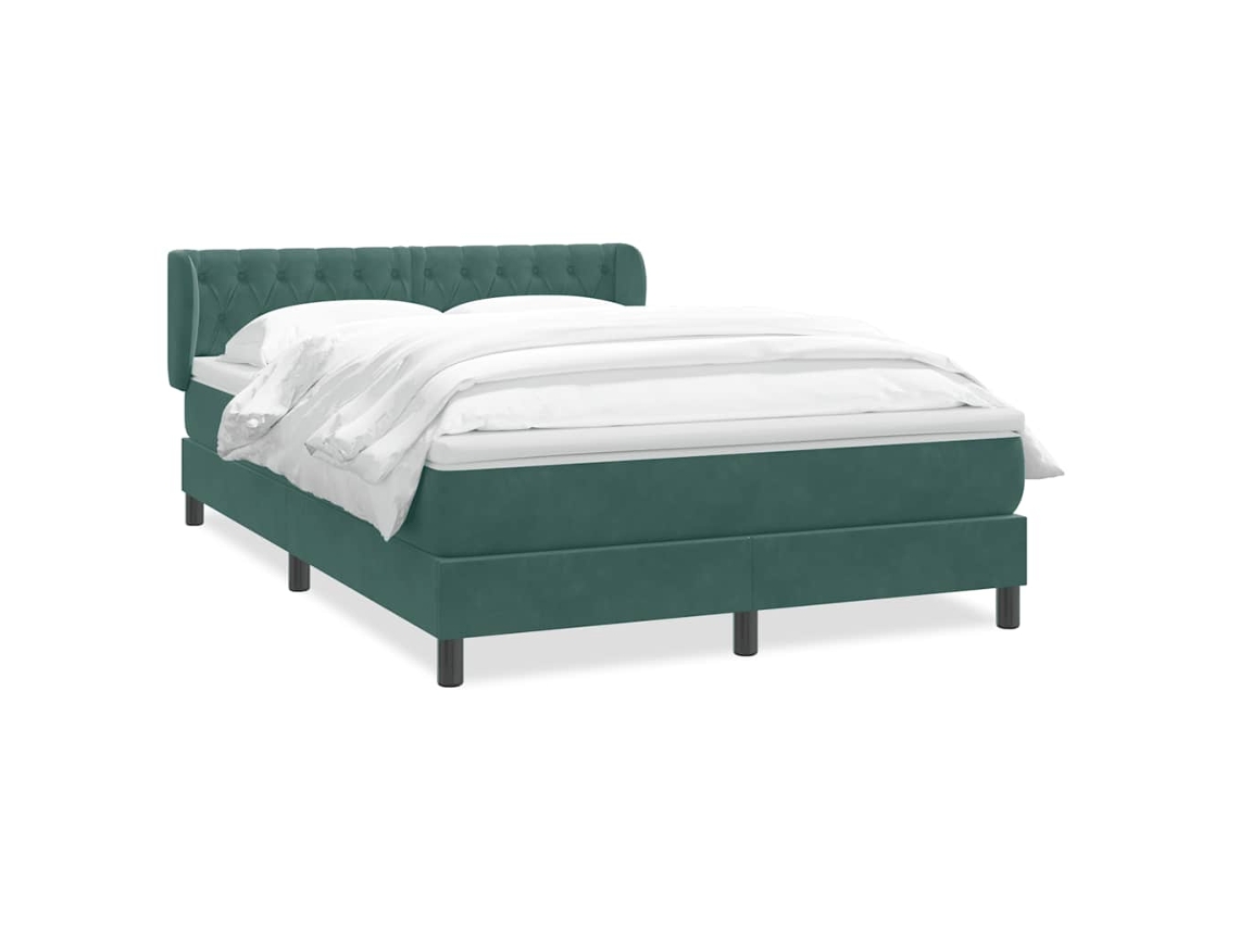 Maison Exclusive - Cama Box Spring Con Colchón Terciopelo Verde Oscuro 160x220 Cm