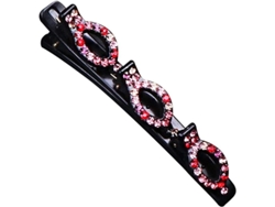 2026-3 Clips De Pelo Con Flor De Cristal, Bandas De Satén Trenzado Y Strass, Para Cabello Grueso