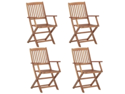 Sillas de jardín plegables de madera maciza de acacia DKD Home Decor, 4 piezas