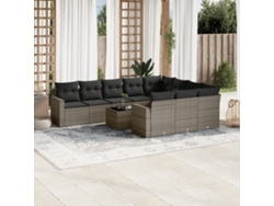 Conjunto de sofás de jardín de 11 piezas DKD Home Decor con cojines de mimbre gris