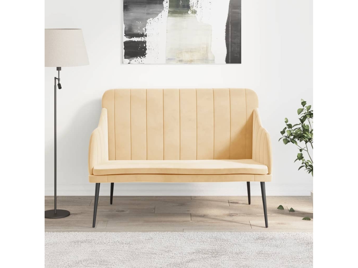 Lovely Home Banco 110X76X80 Cm Terciopelo Color Crema