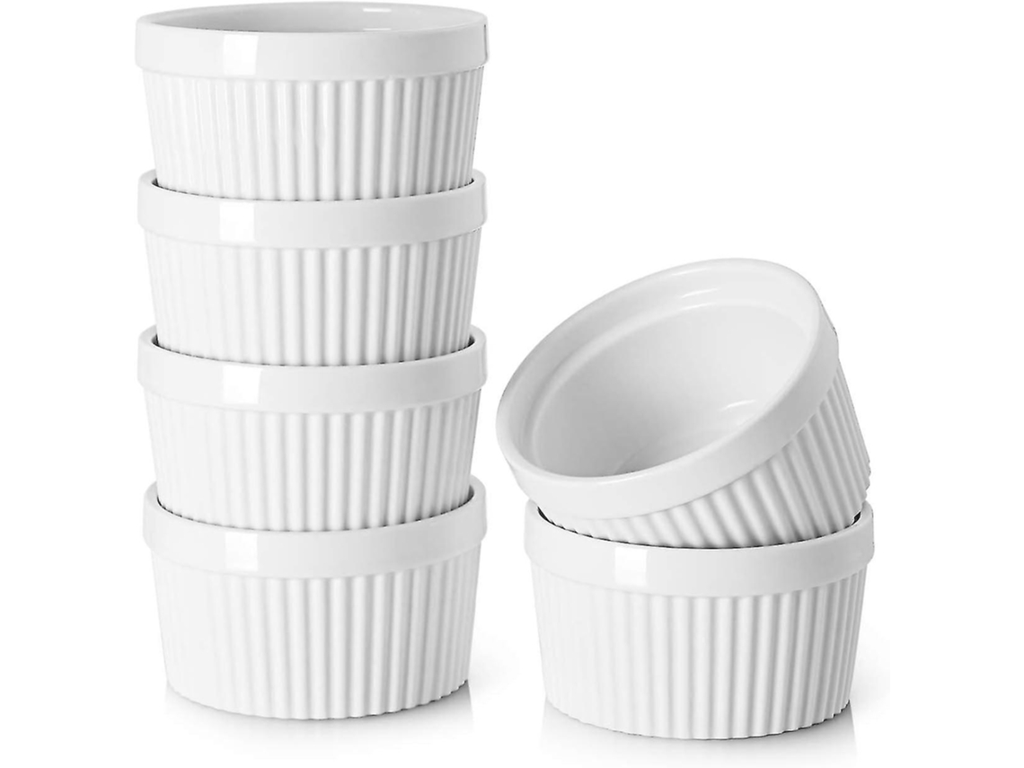 Set De 6 Ramequines Porcelana Para Creme Brulee, Pudin Y Helado, Horno Y Microondas Seguros, Diseño Elegante 2.75 Cm