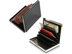 2 tarjeteros con bloqueo RFID para 6 tarjetas cada uno, carcasa de metal de acero inoxidable y aluminio, protección delgada y segura sin...