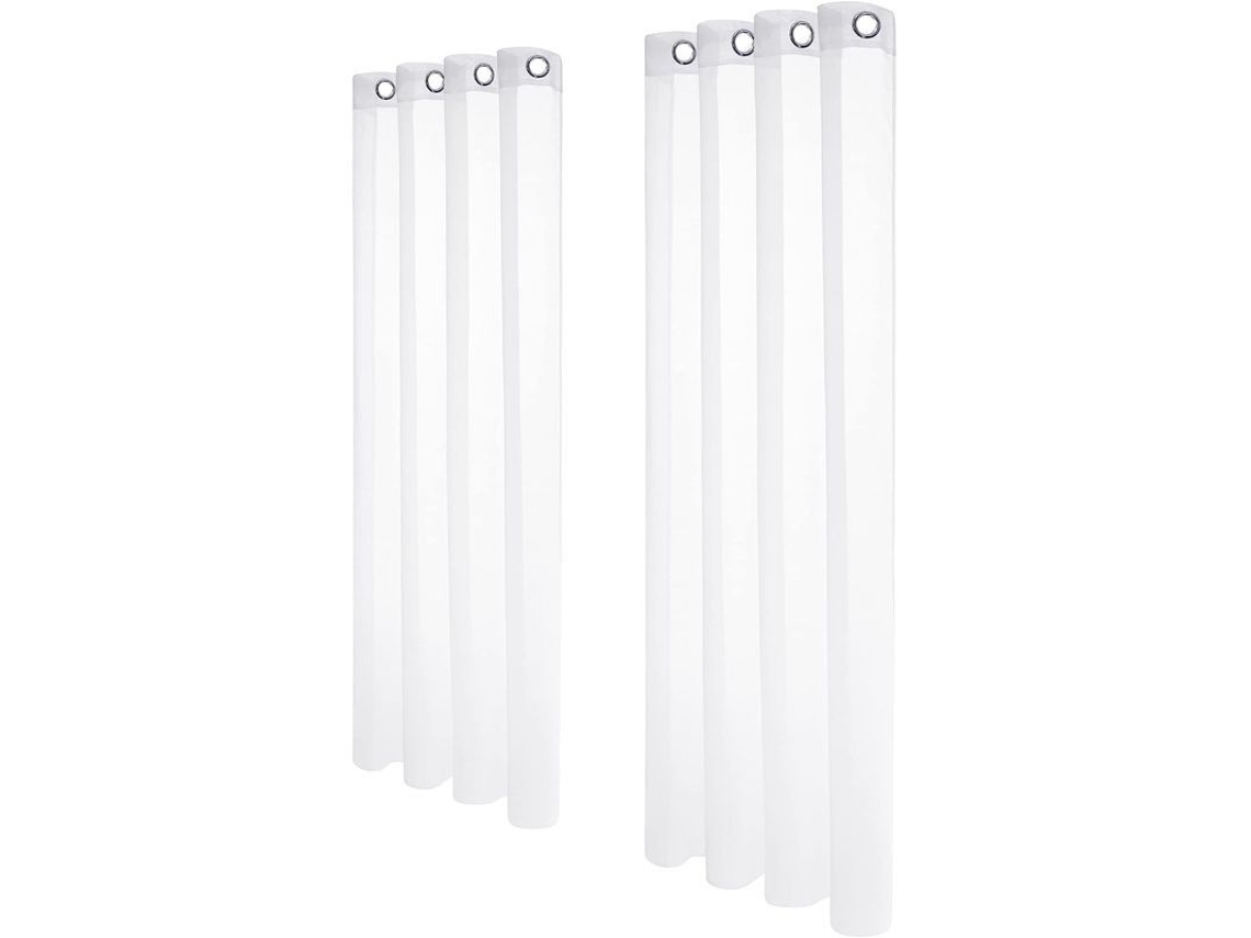 Juego De 2 Cortinas De Voile Blancas Con Ojales Para Ventana De 140x180cm