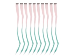2026-10pcs Clip In Mechones De Pelo Largo Recto Colorido Resaltes Rosa Degradado Verde Hierba Accesorio De Pelo Individualmente Envuelto