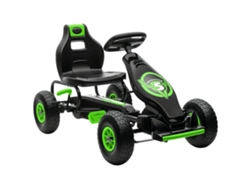 Kart a pedales para niños de 5 a 12 años con asiento ajustable, neumáticos inflables, amortiguador y freno de mano, 121x58x61 cm, verde, ZENCORE SERVICES