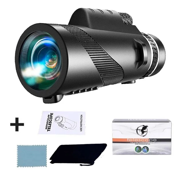 Monocular con zoom HD 80x100 con trípode, clip para teléfono móvil, caza, camping, modelo 1