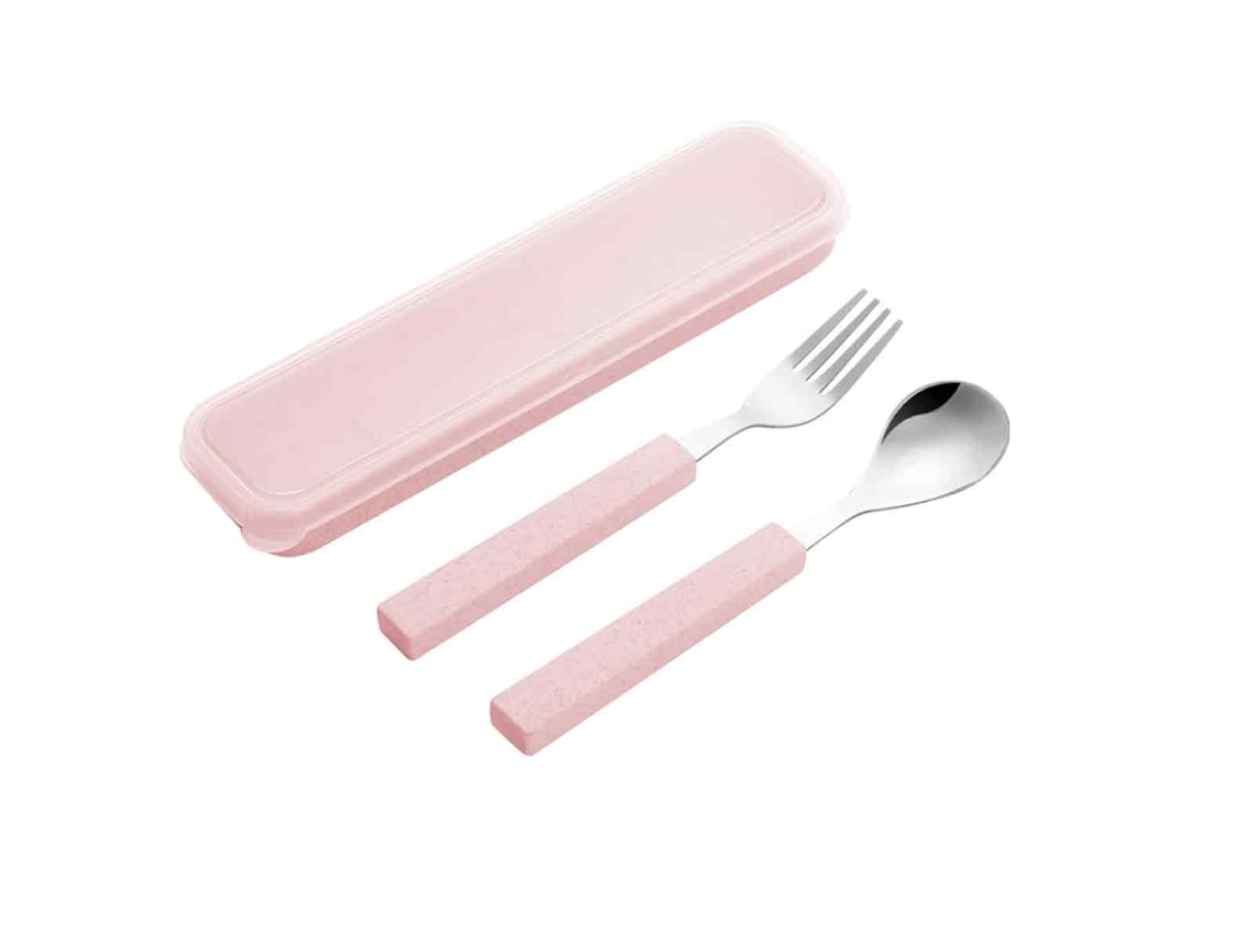 Juego de 2 cubiertos infantiles de acero inoxidable - Cubiertos rosa TRUYUETY