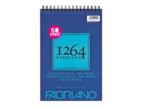 Bloc de dibujo FABRIANO 1264 Mix Media A4 Espiral 300G 30Fl Incluye 5Fl 65600920