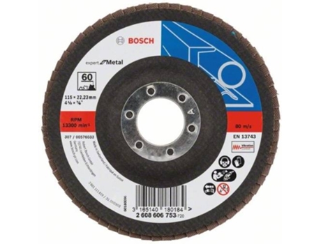Disco de Lija BOSCH en Lamelas X551 - Expert para Metal D= 115 mm; G= 60 - Acodado