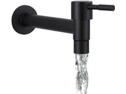 Grifo De Agua Fría, Grifo Largo Montado En La Pared Para Fregadero De Fregona (negro) Chrui
