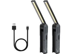 2 Luces De Trabajo Led Recargables, 5 Modos Luz Mecánica Plegable Con Base Magnética Inspección Camping Automoción