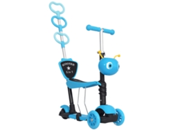 Patinete 3 em 1 para Crianças a Partir de 18 Meses, de 3 Rodas com Assento Removível, Guidão, Barra de Empurrar, Alt. Ajust., 62x25x72.