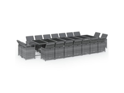 Maison Exclusive - Set De Comedor Jardín 19 Pzas Con Cojines Ratán Sintético Gris