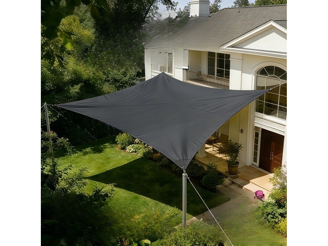 Sombrilla Rectangular De Tela Oxford Estilo Vela, 3x3 M, Gris Oscuro, Digitallab