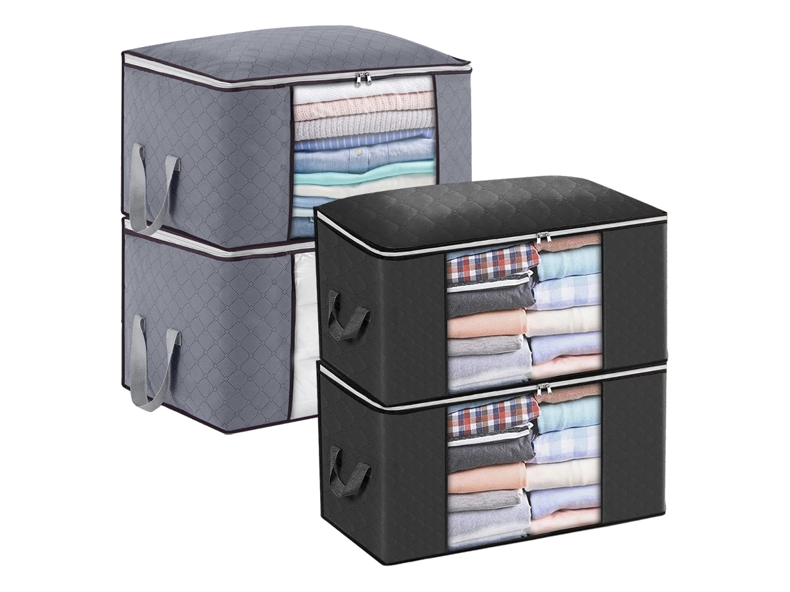 Caja de Almacenaje Contenedores Ropa Plegables NEVEANCE Gris (32x28x8cm)