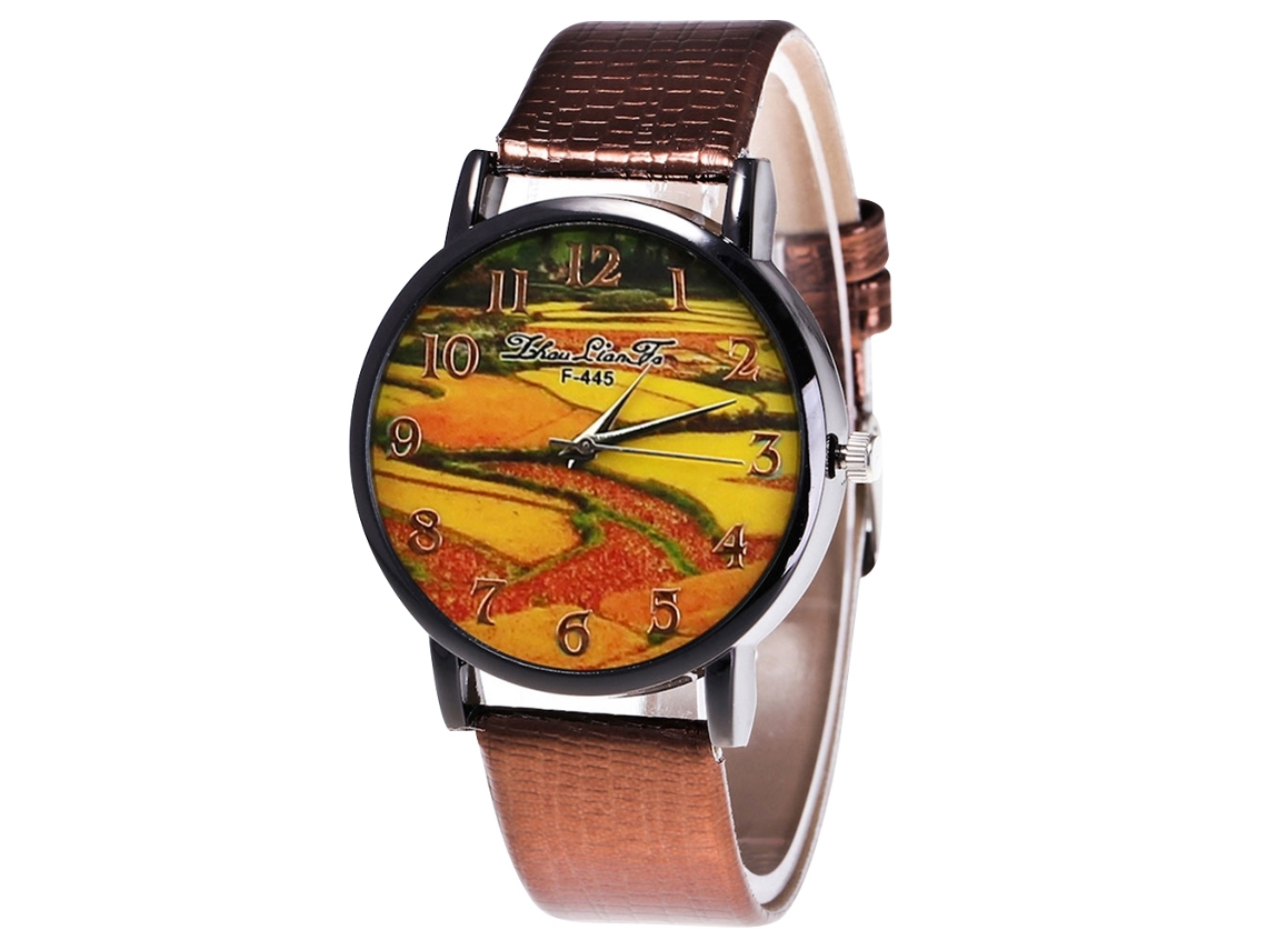 Elegante Reloj De Pulsera Unisex De Cuarzo, Resistente Y Duradero, Color Marrón.