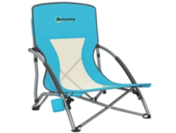 Silla Playa Plegable, Bolsa Transporte, Portavasos, 58x55x62cm, Azul