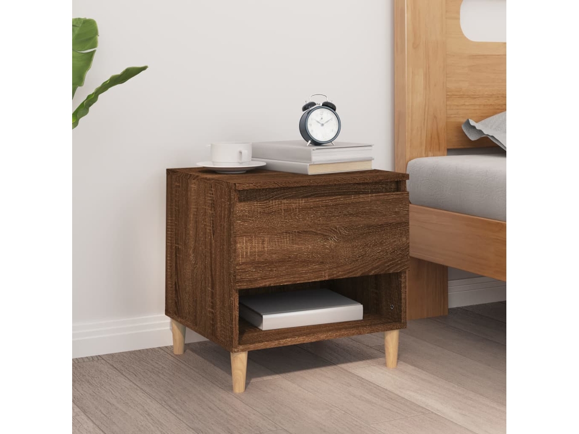 Mesa Cabeceira LOVELY HOME Mesinha 50X46X50 Cm Derivados Madeira Carvalho Castanho
