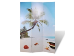 Biombo plegable de madera de abeto, diseño playero, 120 x 170 cm, Dec031167