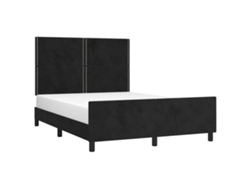 Estructura De Cama Sin Colchón Terciopelo Negro 140x200 Cm
