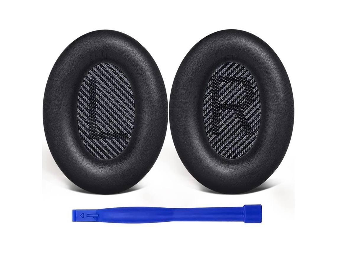 Almohadillas Profesionales Para Auriculares Bose Qc35/qc35 Ii, De Cuero Suave, Espuma Aislante Del Ruido, Más Gruesas (negras).