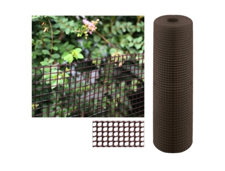 Malla de Plástico Cuadrada para Terrazas Balcones O Vallados 1 X 5 M Cuadros 0,5X0,5 Cm Marrón SUINGA