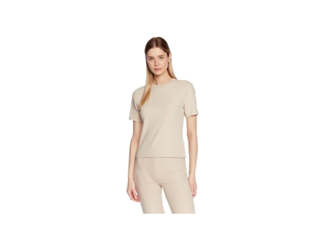 Camiseta de Mujer CALVIN KLEIN Ribbed Beige (XS)