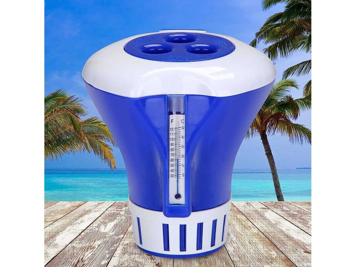 Difusor De Cloro Y Bromo Para Piscinas De Ø17 Cm Con Termómetro Flotante Para Piscinas, Spas Y Piscinas Infantiles.