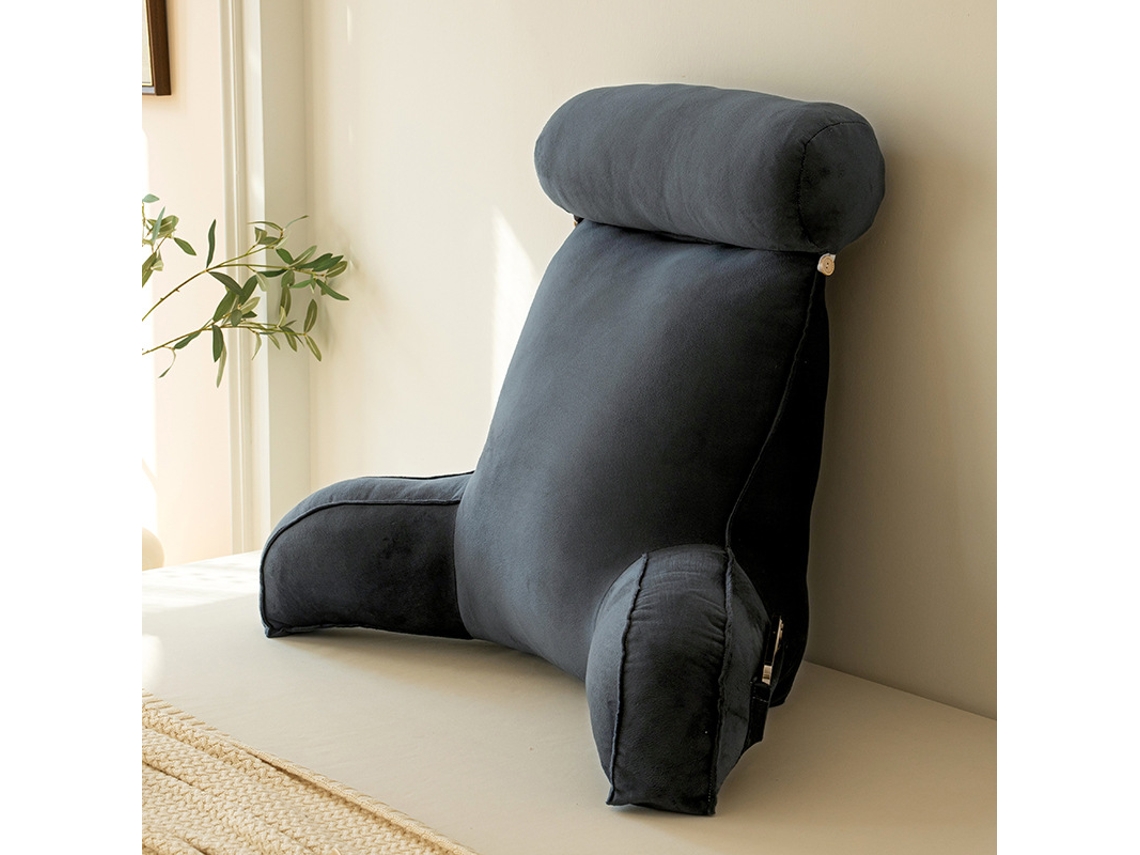 Cómoda Almohada De Lectura, Almohada De Respaldo Con Almohada Cervical Desmontable,negro/75x55cm Gertiz