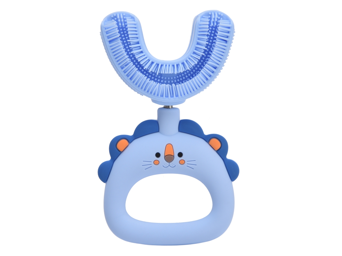 Cepillo De Dientes En Forma De U, Limpieza Completa De 360°, De Silicona, Seguro Para Niños De 7 A 14 Años, Color Azul.