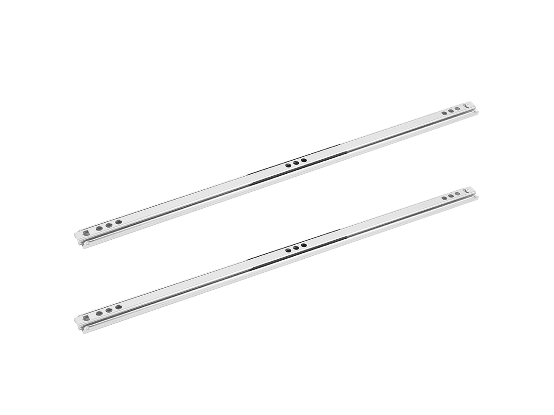 2 Guías Para Cajones Con Rodamientos, Acero Laminado En Frío, 400 X 17 Mm, Para Herrajes De Armarios.